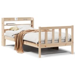 Berkfield Home Bed Frame without Mattress 100x200 cm Solid Wood Pine in Brown - thumbnail 2