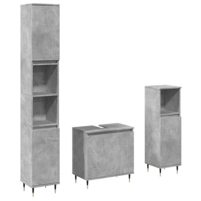 Berkfield Home 3 Piece Bathroom Furniture Set Concrete Grey Engineered Wood - image 1