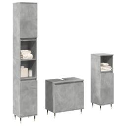 Berkfield Home 3 Piece Bathroom Furniture Set Concrete Grey Engineered Wood - thumbnail 2