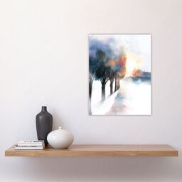 "Artery8 Misty Morning Sunrise Edinburgh North Bridge Wall Art Print in White - Size: W18"" x H24""" - thumbnail 4