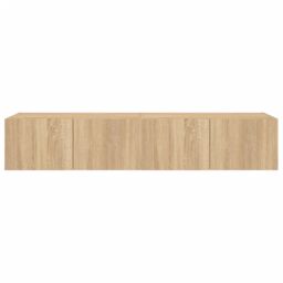 Berkfield Home TV Wall Cabinets with LED Lights 2 pcs Sonoma Oak 80x35x31 cm in Brown - Size: 80 x 35 x 31 cm - thumbnail 9