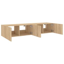 Berkfield Home TV Wall Cabinets with LED Lights 2 pcs Sonoma Oak 80x35x31 cm in Brown - Size: 80 x 35 x 31 cm - thumbnail 8