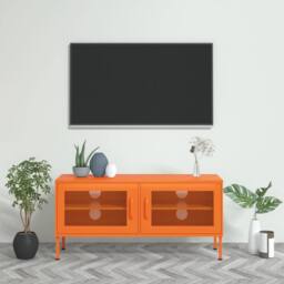 Berkfield Home TV Cabinet Orange 105x35x50 cm Steel - Size: 105 x 35 x 50 cm - thumbnail 2