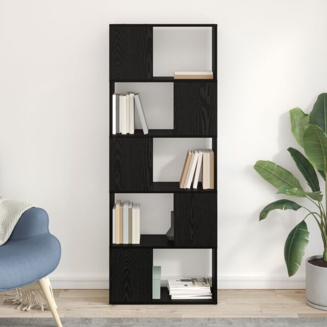 Berkfield Home Bookshelf Black oak Engineered wood 60 x 24 x 155 cm - image 1
