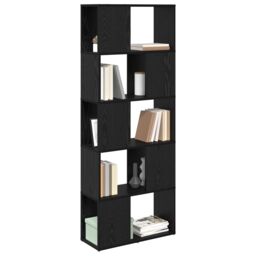 Berkfield Home Bookshelf Black oak Engineered wood 60 x 24 x 155 cm - thumbnail 3