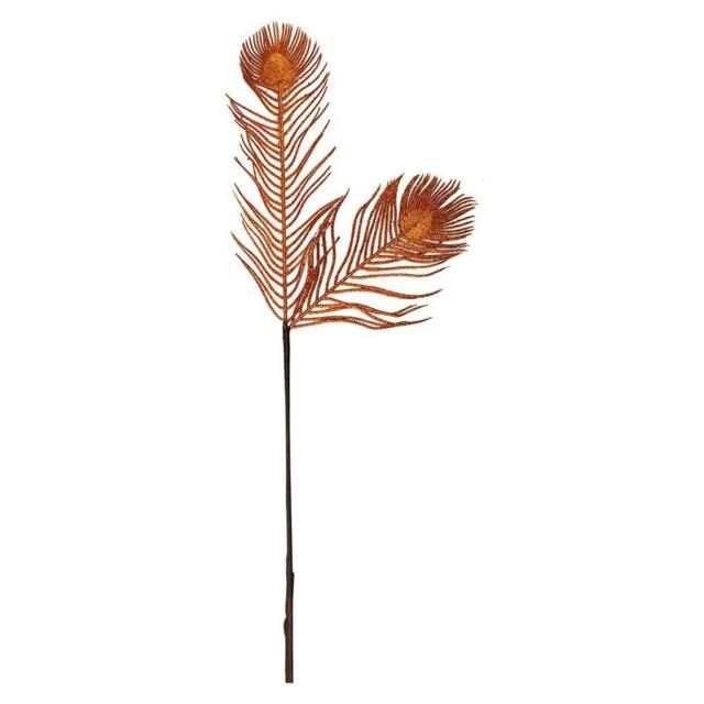 VFM e-Store Christmas Peacock Feather Stem Decoration 73cm x 16cm Copper X 1 - Size: 73 cm x 16 cm - image 1