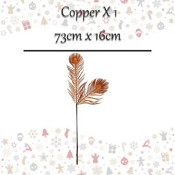 VFM e-Store Christmas Peacock Feather Stem Decoration 73cm x 16cm Copper X 1 - Size: 73 cm x 16 cm - thumbnail 2