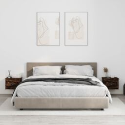 Berkfield Home Wall-mounted Bedside Cabinets 2 pcs Smoked Oak 41.5x36x28cm in Brown - Size: 41.5x36x28 cm - thumbnail 1