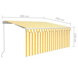 Berkfield Home Manual Retractable Awning with Blind&LED 3x2.5m Yellow&White in Yellow - thumbnail 7