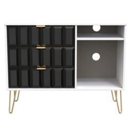 Ready Assembled 2 U Metro 3 Drawer TV Unit (Ready Assembled) in True Black - thumbnail 1