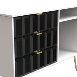 Ready Assembled 2 U Metro 3 Drawer TV Unit (Ready Assembled) in True Black - thumbnail 4