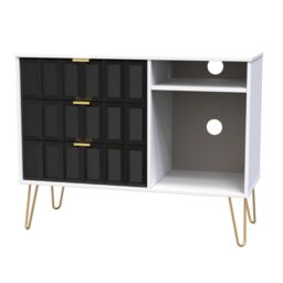 Ready Assembled 2 U Metro 3 Drawer TV Unit (Ready Assembled) in True Black - thumbnail 3