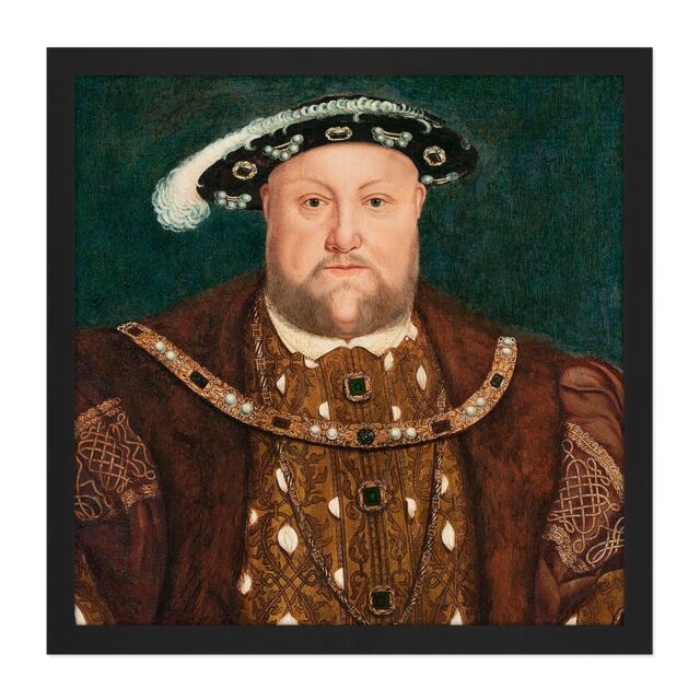 "Artery8 Wall Art Print After Hans Holbein The Younger King Henry VIII Square Framed Picture 16X16 Inch in Black - Size: W16"" x H16""" - image 1