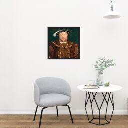 "Artery8 Wall Art Print After Hans Holbein The Younger King Henry VIII Square Framed Picture 16X16 Inch in Black - Size: W16"" x H16""" - thumbnail 2