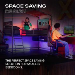 "X Rocker Contra Mid Sleeper Bunk Bed with 32"" TV Mount & Underbed Storage in Black - Size: Single" - thumbnail 3