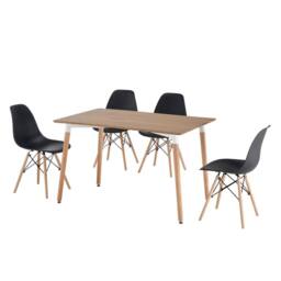 Comfy Living Ltd 5 Piece Dining Set With Oak Wooden Top & 4 Black Chairs With Metal Detailing in Light Oak - thumbnail 8
