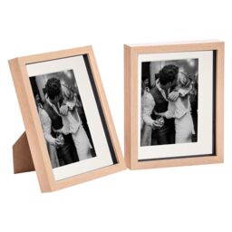 "Nicola Spring 3D Box Photo Frames - 8 x 10"" with 5 x 7"" Mount - Grey Mount - Pack of 2 in Light Brown"