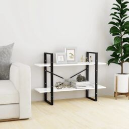 Berkfield Home 2-Tier Book Cabinet White 100x30x70 cm Engineered Wood - Size: 100 x 30 x 70 cm - thumbnail 3