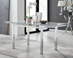 FurnitureboxUK Enna White Glass Extending 4-6 Seater Dining Table & 4 Milan Soft Velvet Chairs in Black - thumbnail 2