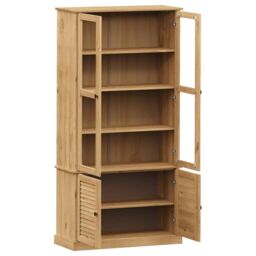 Berkfield Home Glass Display Cabinet VIGO 85x35x170 cm Solid Wood Pine in Brown - Size: 85 x 35 x 170 cm - thumbnail 5