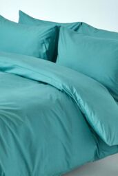 Homescapes Egyptian Cotton Duvet Cover with Pillowcase, 200 TC in Teal - Size: Single - thumbnail 1