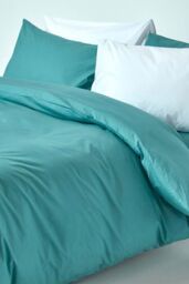 Homescapes Egyptian Cotton Duvet Cover with Pillowcase, 200 TC in Teal - Size: Single - thumbnail 5