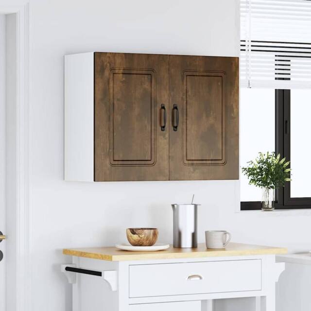 Berkfield Home Kitchen Wall Cabinet Kalmar Smoked Oak Engineered Wood in Brown - image 1