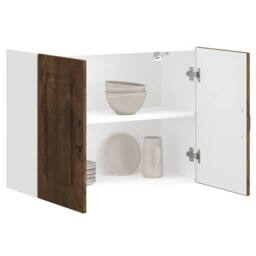 Berkfield Home Kitchen Wall Cabinet Kalmar Smoked Oak Engineered Wood in Brown - thumbnail 4