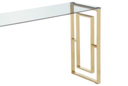 Orsina Console Table with Gold Legs & Glass Top, Tempered Glass Hallway Table, Stainless Steel Console Table - thumbnail 4