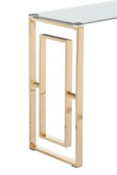Orsina Console Table with Gold Legs & Glass Top, Tempered Glass Hallway Table, Stainless Steel Console Table - thumbnail 3