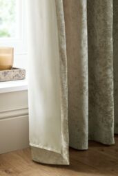 Catherine Lansfield 'Crushed Velvet' Lined Eyelet Curtains in Natural - Size: 168 cm width x 183 cm drop - thumbnail 4