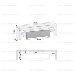 Creative Furniture TV Unit 160cm Stylish Modern - Dark Grey with High Gloss Doors - thumbnail 4