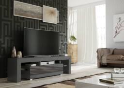 Creative Furniture TV Unit 160cm Stylish Modern - Dark Grey with High Gloss Doors - thumbnail 2