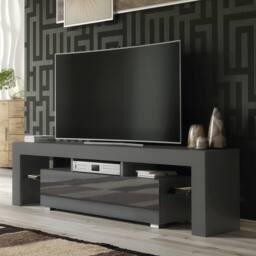 Creative Furniture TV Unit 160cm Stylish Modern - Dark Grey with High Gloss Doors - thumbnail 6
