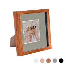 "Nicola Spring 3D Box Photo Frame - 8 x 8"" with 4 x 4"" Mount - Black Mount in Dark Brown"