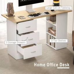 EONLION Workstation Table Computer Desk in White - Size: 100 cm x 100 cm - thumbnail 2