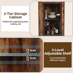 London Boutique Corner Bar Cabinet 178cm Wine Storage Sideboard w/ Glass Holder in Brown - thumbnail 3