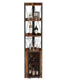 London Boutique Corner Bar Cabinet 178cm Wine Storage Sideboard w/ Glass Holder in Brown - thumbnail 8