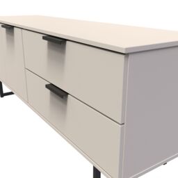 Ready Assembled 2 U Fuji 2 Drawer 2 Door Wide Sideboard (Ready Assembled) in Taupe - thumbnail 4