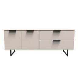Ready Assembled 2 U Fuji 2 Drawer 2 Door Wide Sideboard (Ready Assembled) in Taupe - thumbnail 1