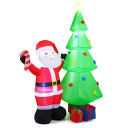 Gymax 245 cm/8 FT Inflatable Christmas Tree With Santa Claus & Gift Boxes - Size: 8ft