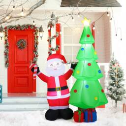 Gymax 245 cm/8 FT Inflatable Christmas Tree With Santa Claus & Gift Boxes - Size: 8ft - thumbnail 8
