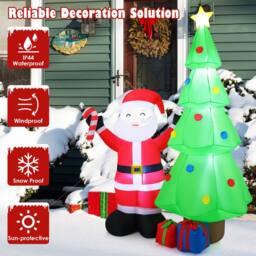 Gymax 245 cm/8 FT Inflatable Christmas Tree With Santa Claus & Gift Boxes - Size: 8ft - thumbnail 3