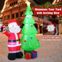 Gymax 245 cm/8 FT Inflatable Christmas Tree With Santa Claus & Gift Boxes - Size: 8ft - thumbnail 4