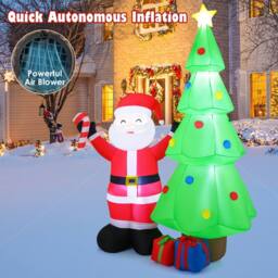 Gymax 245 cm/8 FT Inflatable Christmas Tree With Santa Claus & Gift Boxes - Size: 8ft - thumbnail 5