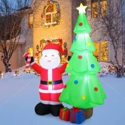 Gymax 245 cm/8 FT Inflatable Christmas Tree With Santa Claus & Gift Boxes - Size: 8ft - thumbnail 9