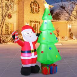 Gymax 245 cm/8 FT Inflatable Christmas Tree With Santa Claus & Gift Boxes - Size: 8ft - thumbnail 2