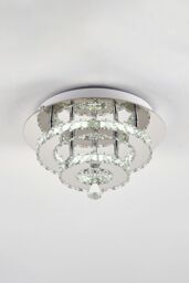 Living and Home Crystal Double-Layer Round LED Ceiling Light Cool White in Silver - thumbnail 4
