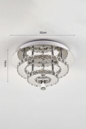 Living and Home Crystal Double-Layer Round LED Ceiling Light Cool White in Silver - thumbnail 3