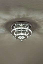 Living and Home Crystal Double-Layer Round LED Ceiling Light Cool White in Silver - thumbnail 5